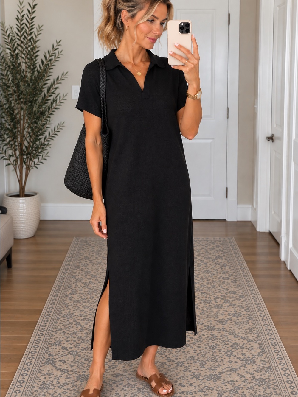 Pomander Place Maren Knit Polo Dress – Black – Size XS/S NWOT